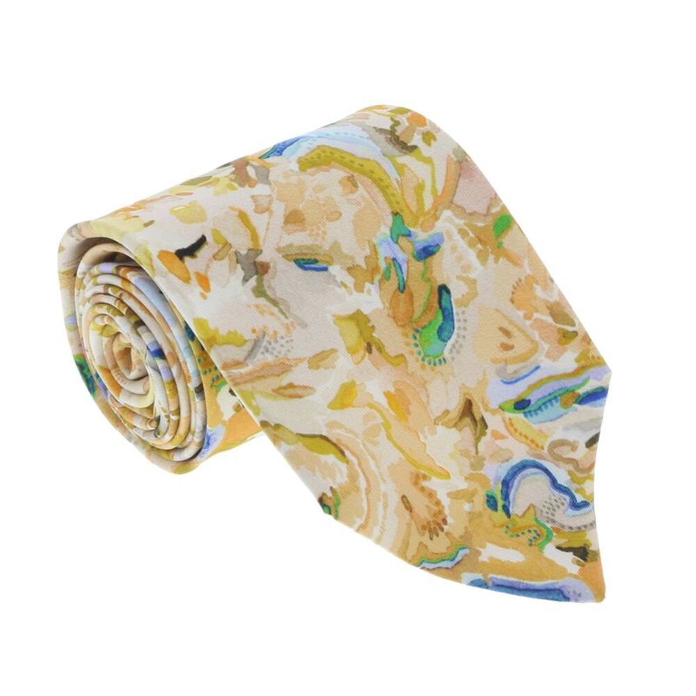 Missoni U1977  Peach/Brown Floral 100% Silk Tie